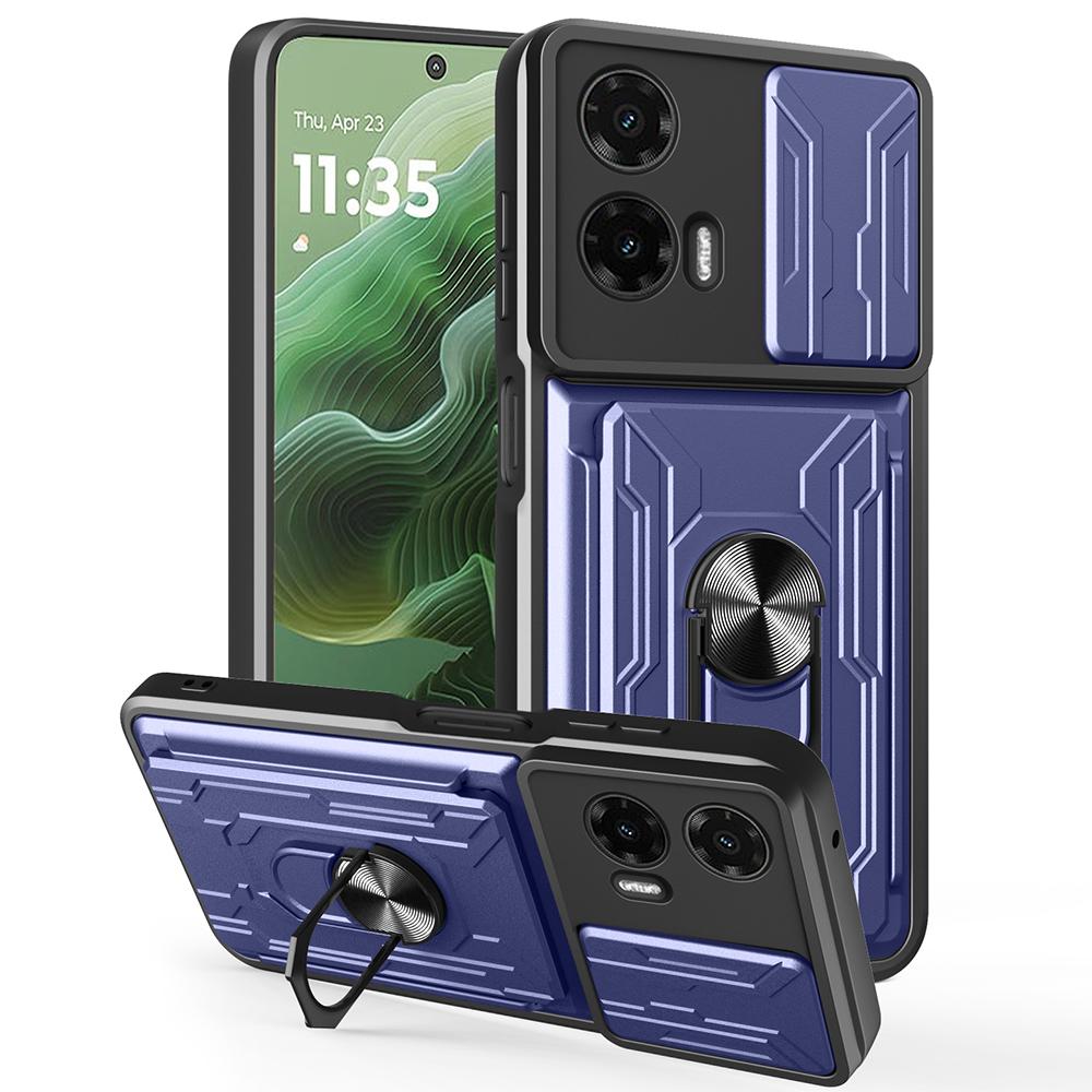 Pro Motorola Moto G35 5G Pouzdro PC+TPU Stojánek Kryt zadní strany telefonu s posuvníkem na fotoaparát
