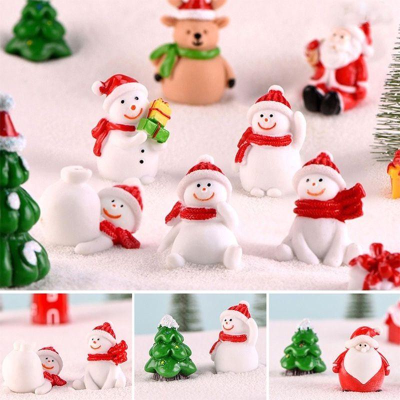 Christmas Tree Santa Claus Snowman Ornaments Miniature Garden Decor Figurines