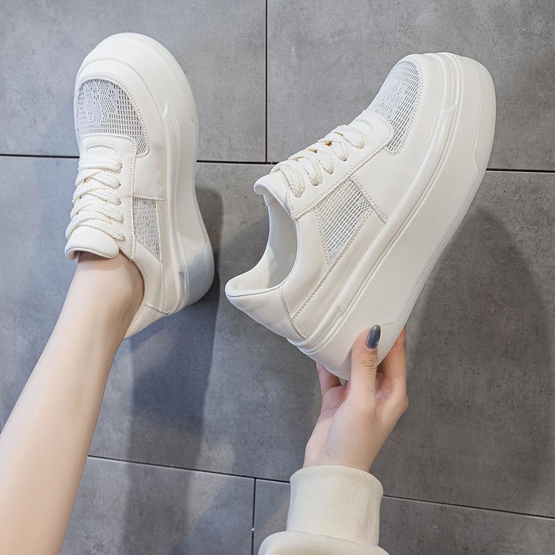 

Маленькие белые туфли женские весенние новые из первого слоя коровьей кожи на шнуровке на толстой подошве универсальные студенческие повседневные туфли тренд 40