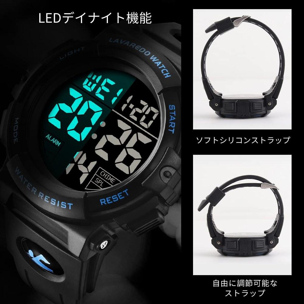 L LAVAREDO Digital Sports Watch Men 50M Water Resistant LED Display Date Day Alarm Waterproof Outdoor