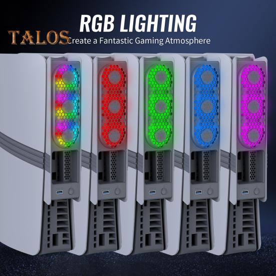 Game Console Cooling Fan with RGB Lighting Low Noise Adjustable USB External Fan Cooler for PS5 Pro/for PS5 Slim