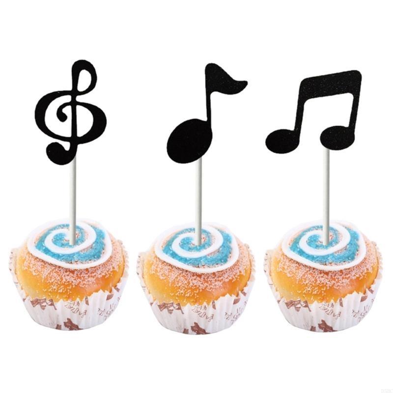 Music Cake Toppers 8th Note Recyclable Party Decoration Item for Cupcake