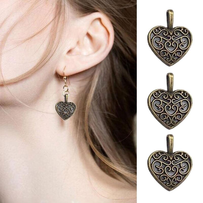 Vintage Alloy Heart Charm Pendant For Handmade Necklace Jewelry Accessories Lightweight Crafting Supplies