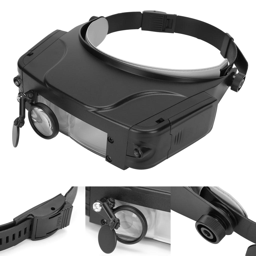 1.5X 3X 9.5X 11X Hodebåret forstørrelsesglass Multifunksjonelt LED Forstørrelsesglass Lupe