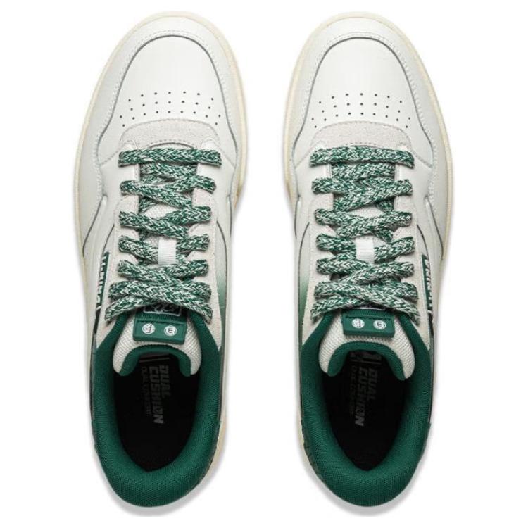 Li Ning 001 BTC 2 Comfortable Versatile Non-Slip Wear-Resistant Low-Top Skate Shoes Unisex Sneakers White Green AGCV019-2