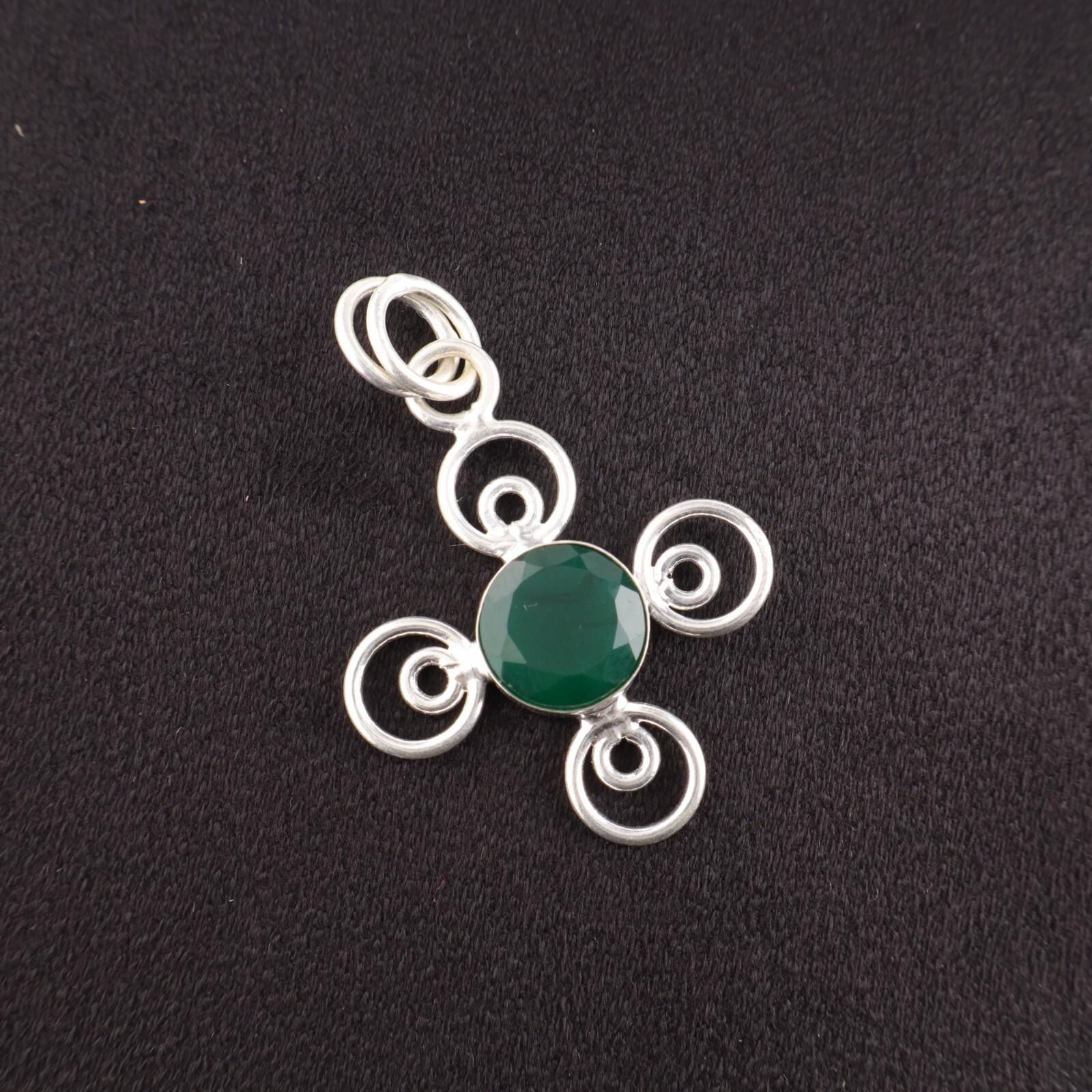 

Зеленый Оникс Драгоценный Камень 925 Стерлинговое Серебро Ювелирные Изделия Ручной Работы Подвеска Подарок Для Мамы PP-41-20