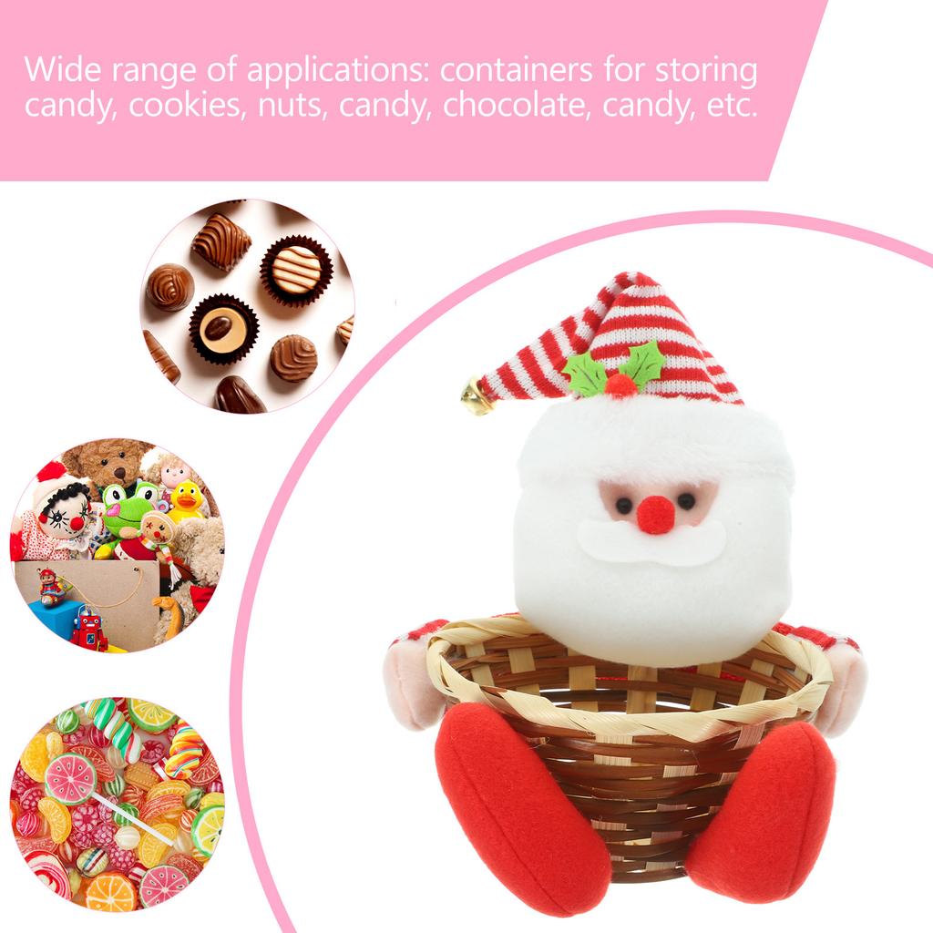 Christmas Candy Basket Decorative Lovely Xmas Gift Holder Christmas Party Favor Storage Basket Holiday Desktop Adornment Xmas