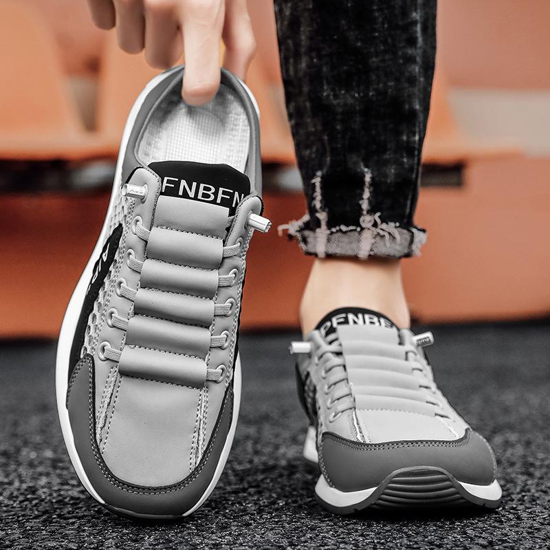 2025 Spring and Summer Bag Head Slippers Men's Lazy Style One Pedal Casual Half Tray Trend Heel-less Sleeve Board Shoes