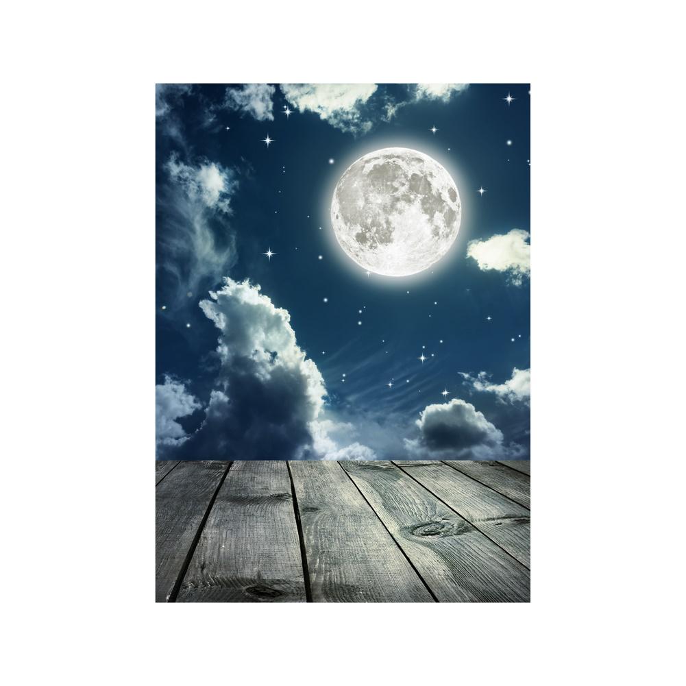 Starry Night Sky Theme Backdrop with Wooden Floorboard&Twinkling Stars for Photography,Weddings,Parties,Events Backdrop