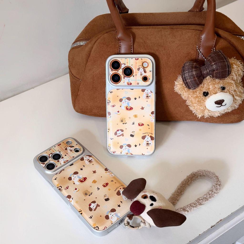 Ins Style Cartoon Coffee Puppy iPhone Case: Drop-Proof, Full Coverage for iPhone 14, 15, 16 Pro, Apple 17