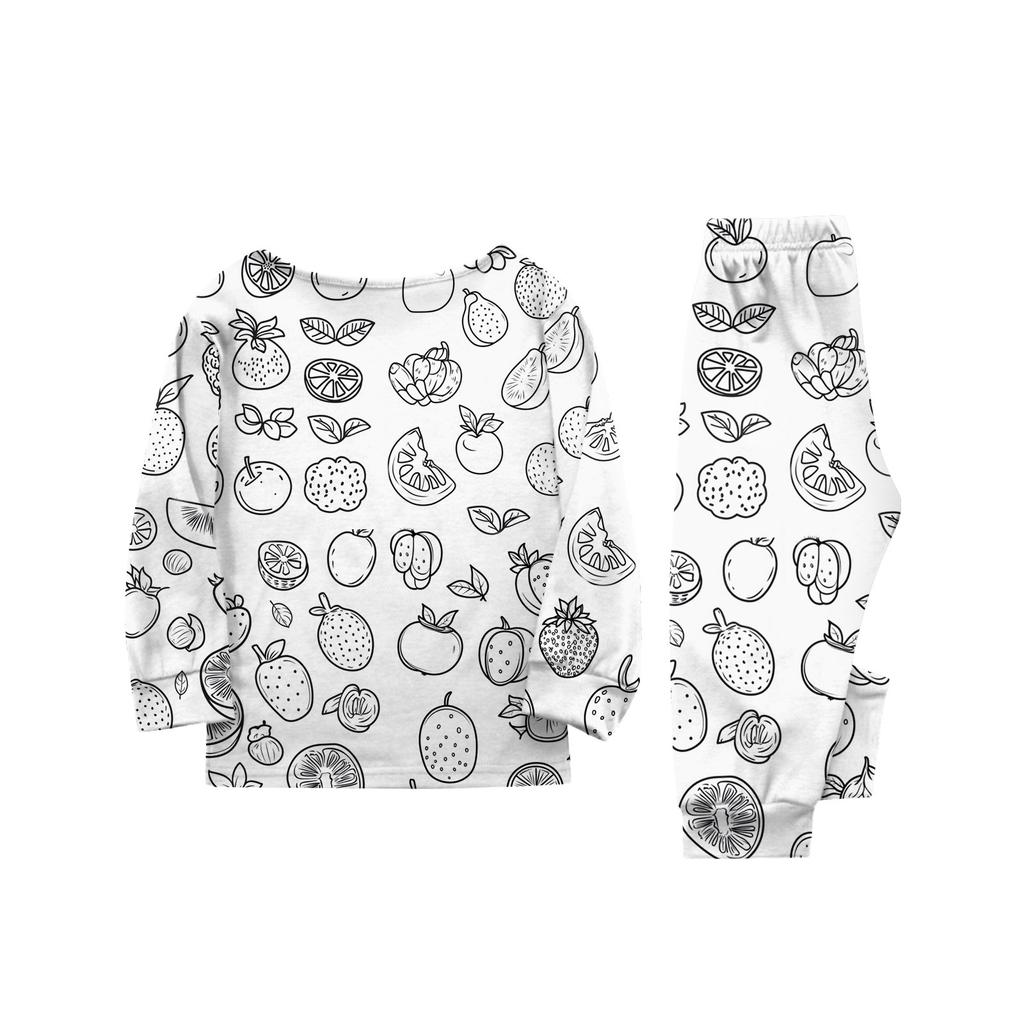 Handbemaltes Eltern-Kind-Outfit - Aufdruck Rundhals Eltern-Kind Langarm Lange Hose Hausanzug Anzug