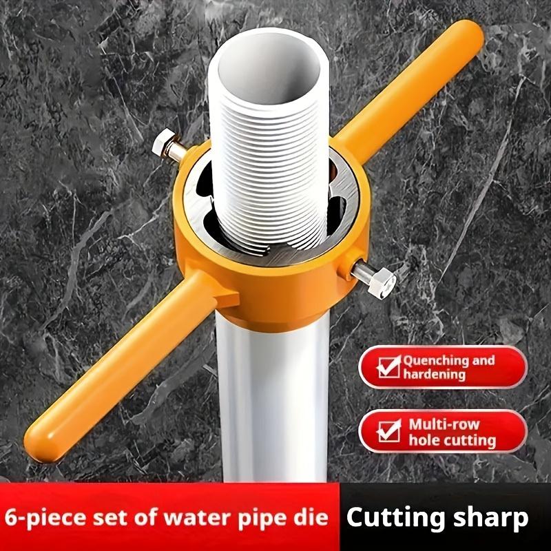 Set di 6 filiere per tubi dell'acqua in metallo, tagliatubi manuale, filettatore per tubi in plastica