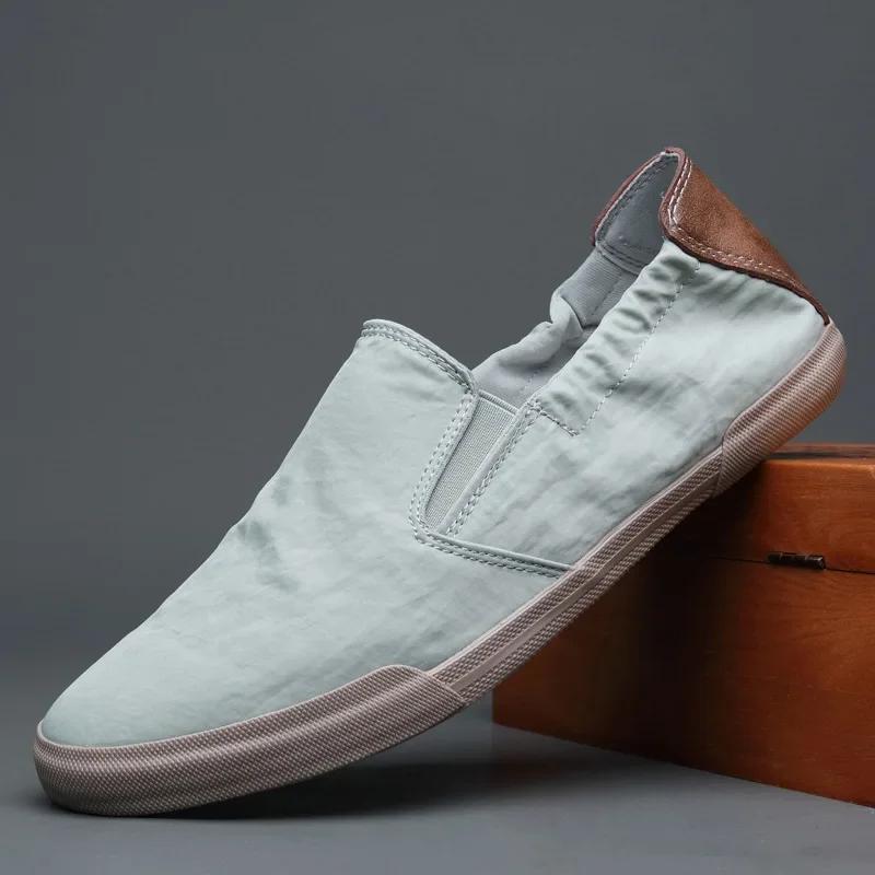 Fashion 2025 Ins Fashion Shoes Men Loafers Canvas Shoes Men Casual Shoes Flat Slip on Male Footwear