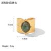 Retro Stainless Steel Gemstone Ring with Gold Band Jewelry From The Vintage Era
