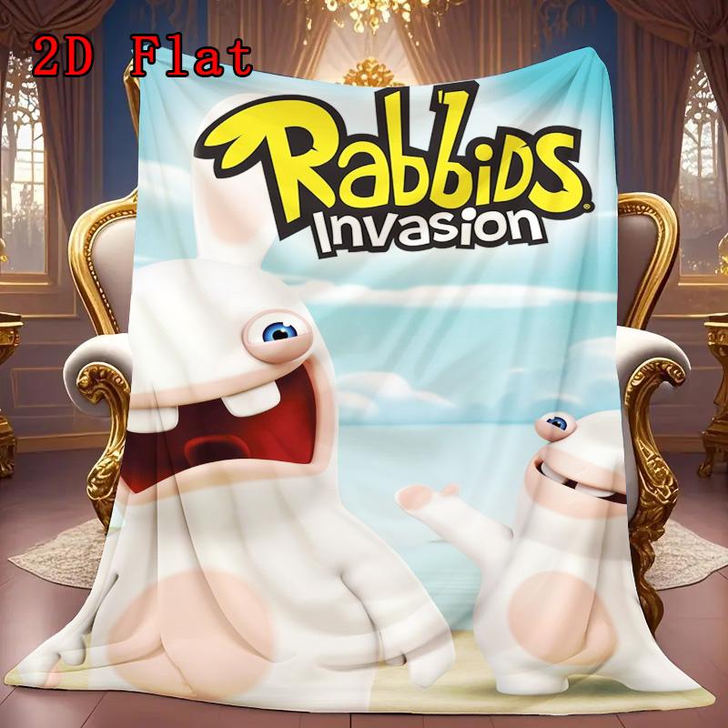 Big-eyed Rabbit 2D Flat Pattern Flannel Blanket High Quality All Seasons Warmth and Comfort Perfect for Christmas Gifts.PMT0914275
