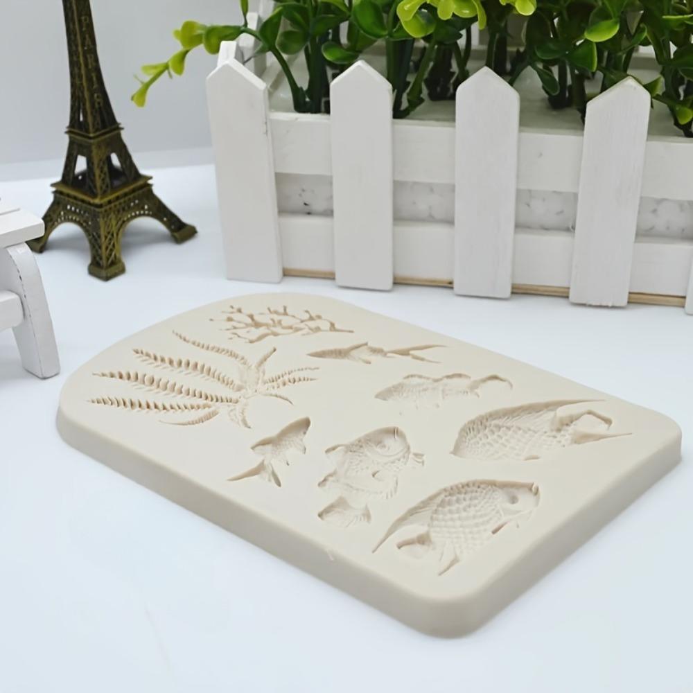 Forma na čokoládu mořská zvířata. 3D design mořských řas, ryb a korálů pro DIY pečení a zdobení dortů.