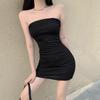 Women's 2026 Black Off-Shoulder Bodycon Dress - Sexy, Waist-Hugging, Hip-Wrapping Spring/Summer Skirt