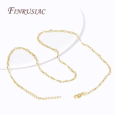 18K Guldpläterad Mässing Metall 2,5 mm Tunn Kedja Halsband För Handgjorda DIY Halsband Smyckestillbehör