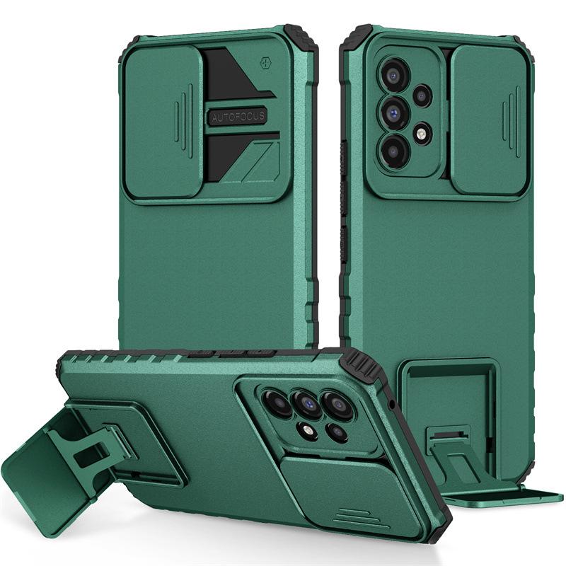 Suitable for Samsung S25 Ultra Multi Function Three Dimensional Bracket Protective Case A54 5G Push Window Protective Glasses Mobile Phone Case