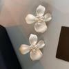 French Silver Needle White Pearl Petal Stud Earrings for Women - 2026 Light Luxury High-End Niche Design