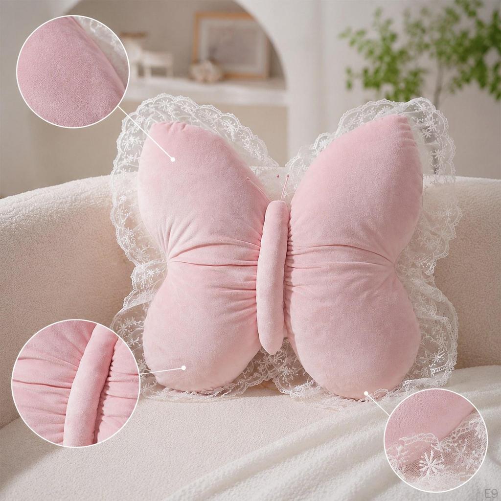 16" Butterfly Shaped Back Cushion Throw Pillows for Bedroom Office Decor