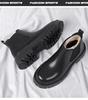 Herren Chelsea Boots im britischen Stil: Dicksohlige, höhenerhöhende, Echtleder, Slipper, mittelhoher Schaft, Herbst/Winter Martin Boots.