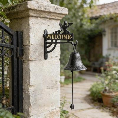 Cast Iron Wall Hanging Ornament Multifunctional Mounted Entry Door Bell Sturdy for Porch
