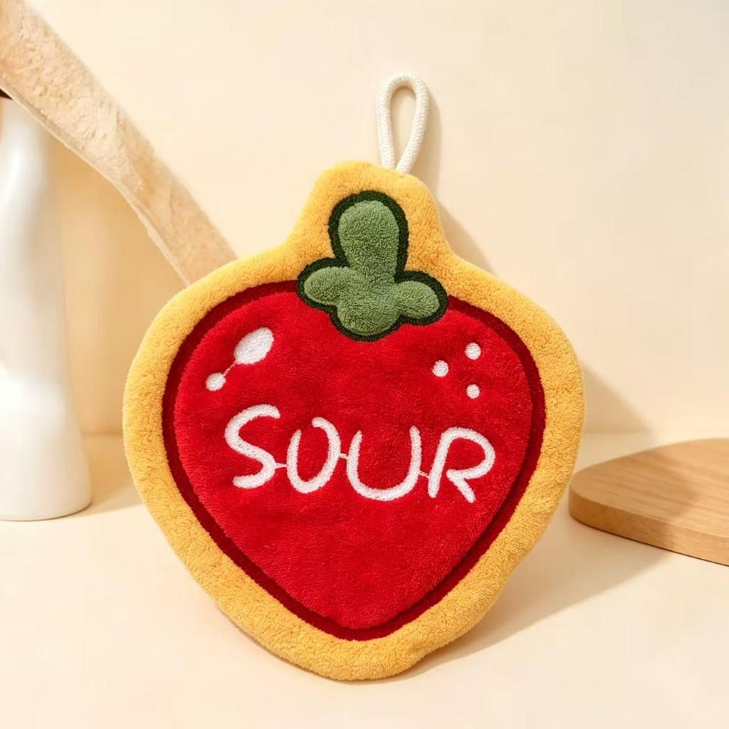Children's Soft Coral Fleece Fruit Hand Towel - Absorbent, Thickened, and Hanging Kitchen Wipe