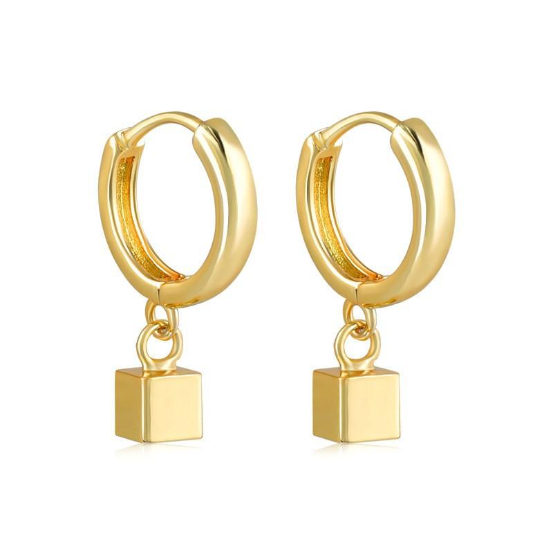 BELLA BOX New Cold And Cool Geometric Square Earrings With A High-end, Niche And Simple Design золотой