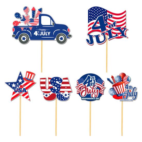 6Pcs Patriotic Vase Picks for 4th of July Red White