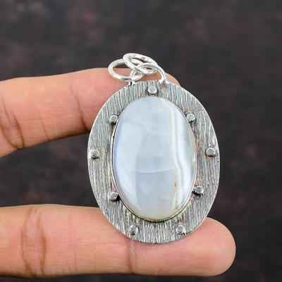 Botswana Agate Pendentif Top Qualité Gemstone Bijoux 925 Sterling Silver Pendentif Fait à la main Unique Style Bijoux Cadeau pour lui Déclaration Pendentif