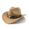 Ethnischer Stil Vintage Cowboy Wollfilzhut mit hochgekrempter Krempe