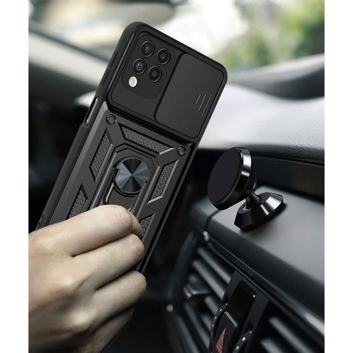 Protective Case - PROSHOP - for Samsung A12 - Black - Army Style - Sliding Camera