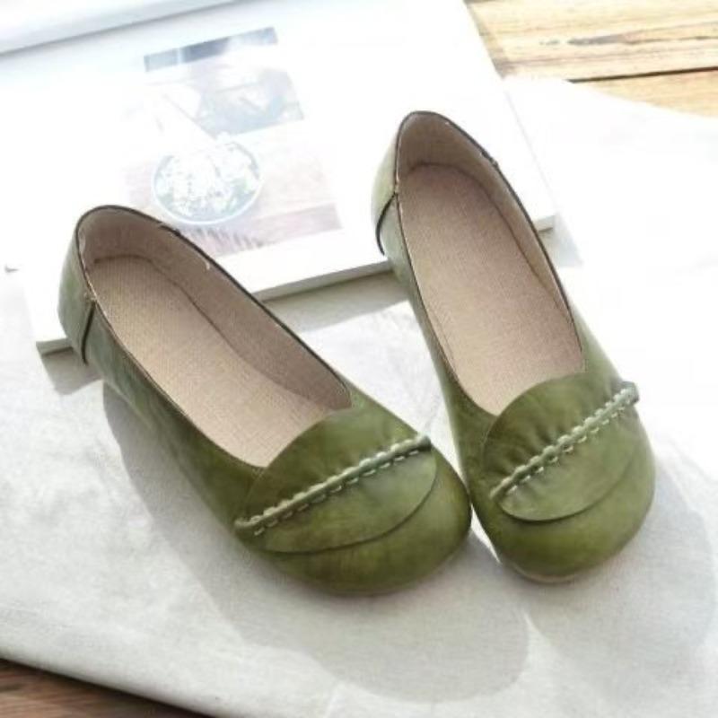 Nuove scarpe singole autunnali in cotone e lino, stile letterario e retrò, con apertura leggera a forma di foglia, punta rotonda, suola morbida, versatili e comode, da donna