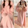 Gentle on the Room Long Winter [GDenFrog] Women's Pajamas, Nightgown, One-piece, Double-layered Gauze, Skin, Body-Shaping, Wear, Loungewear, Sleeves,
