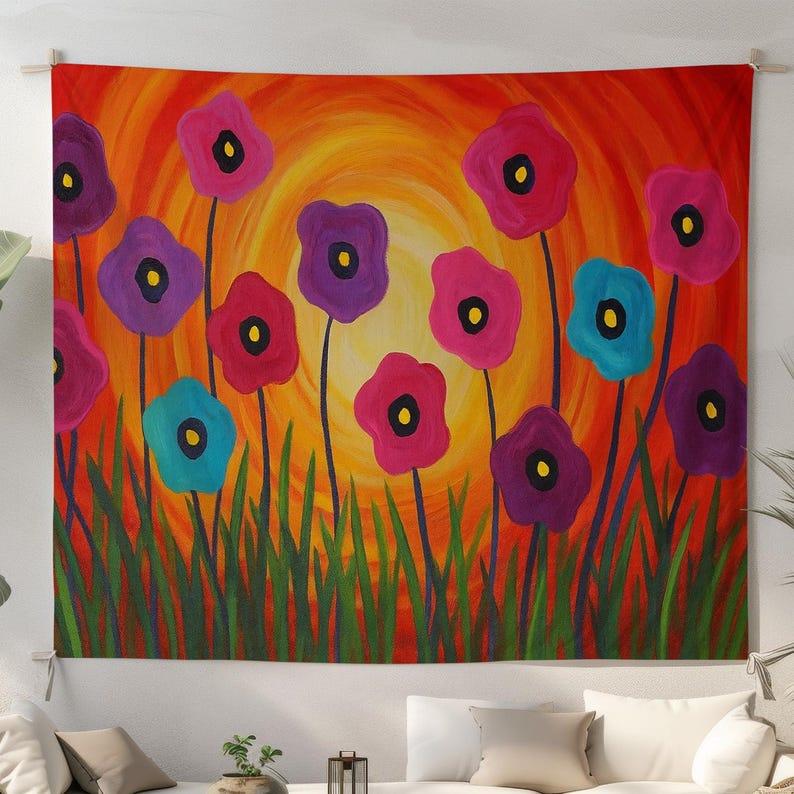 flowers tapestry 75x100 чёрный