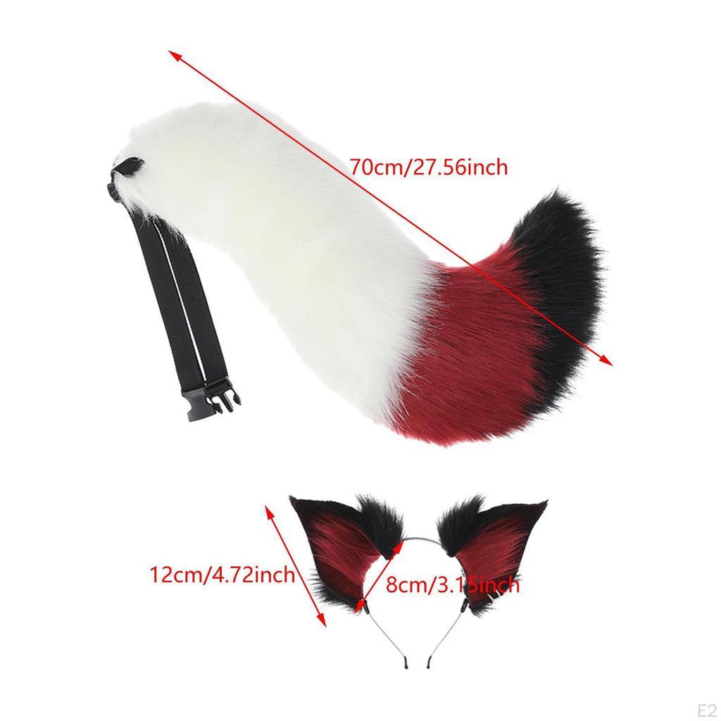 Cat Ears and Tail Set Cosplay Headband for Party Carnival Prom Stage Performance