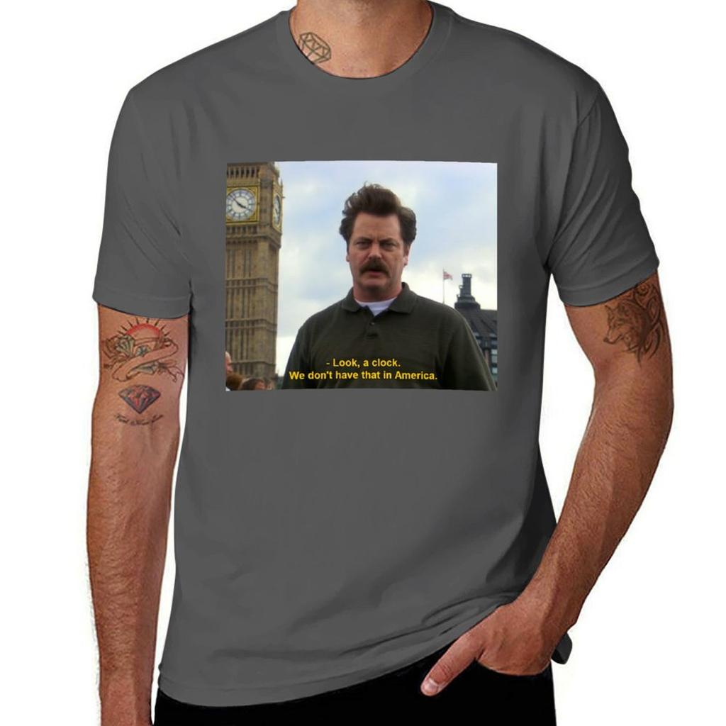 Ron Swanson Hates Europe T-Shirt Daily Wear Plain Short Sleeve Shirt