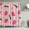 Pink Lipstick Pattern Shower Curtain Home Decor Bathroom Waterproof Fabric Curtains For Girl'S Room Pink Hearts Design With Blac