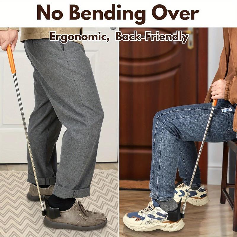 Easy-To-Grip 31-Inch Stainless Steel Shoehorn for Seniors - No Bending Required, Suitable for Sneakers And Boots