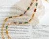 Colorful Retro Rhinestone Patchwork Necklace & Colorfast Bracelet - Simple Titanium Steel Dopamine Jewelry
