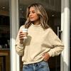 Women's Color Turtleneck Loose Fit Long Sleeve Sweatshirt for Casual Wear