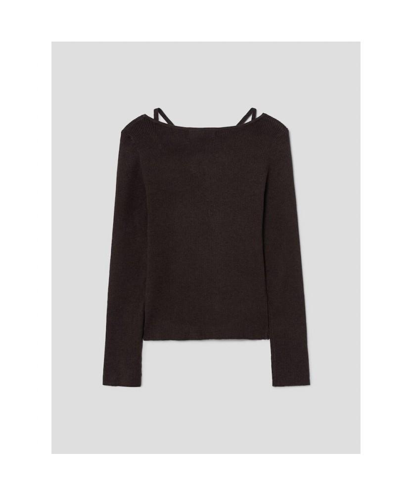 8SECONDS Rib Neck Strap Pullover Brown