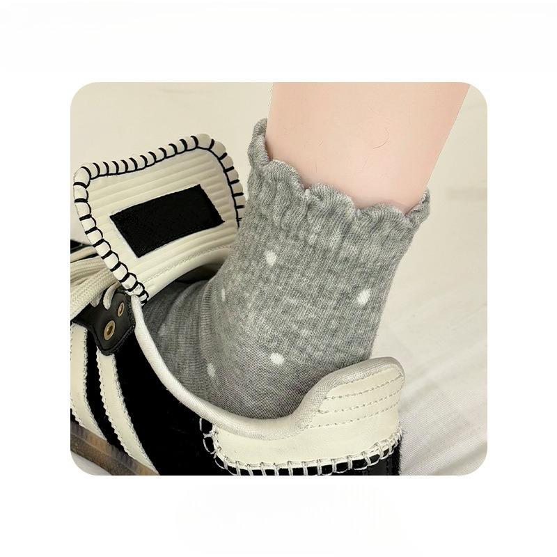 Female Autumn Wooden Ear Side Polka Dot Ballet Wind Tube Pile Socks