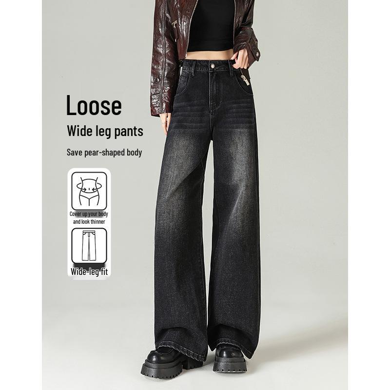 

Women s High-Waisted Wide-Leg Black Jeans - Spring/Autumn 2025 Collection Size 30 for 126-135 lbs