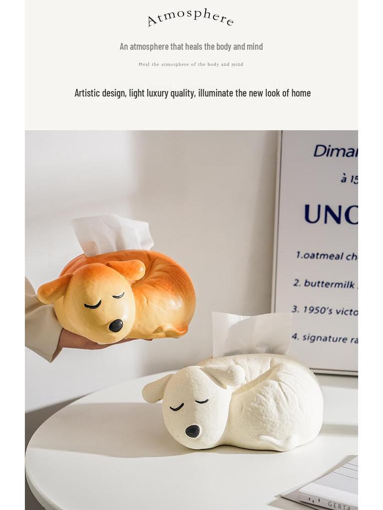 Cute Ceramic Dog Tissue Holder for Bathroom or Living Room