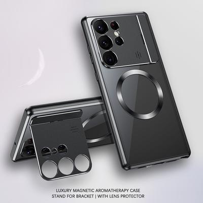 Luxury Metal Magnetic Magsafe Case for Samsung Galaxy S25 S24 S23 S22 S21 Ultra Aromatherapy Fragrance Wireless Charging Phone Cover