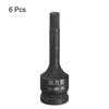 Uxcell 6 szt. Nasadka sześciokątna udarowa metryczna długość stal do użytku z wkrętarkami udarowymi i ręcznymi grzechotkami 1/2" H6(6 mm) 2.36" CR-MO