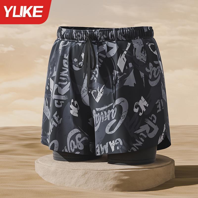 Herren Doppellagige Square-Leg Badehose - Fünf-Punkt-Stil, Anti-Peinlichkeit, Professionelle Strandbekleidung für Erwachsene.