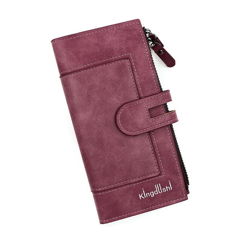 

Классический однотонный длинный клатч-кошелек, многофункциональный легкий кошелек для монет, минималистичный кошелек в стиле ретро фиолетовый